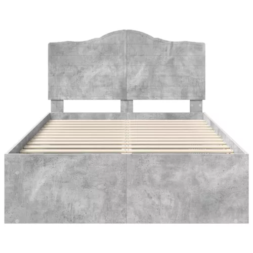  Ágykeret fejtámlával Beton Szürke 135 x 190 cm Tömör fenyőfa