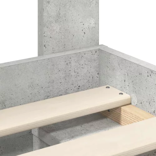  Ágykeret fejtámlával Beton Szürke 135 x 190 cm Tömör fenyőfa