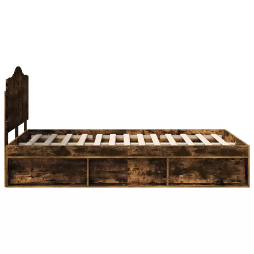  Ágykeret fejtámlával Füstölt tölgy 120 x 190 cm Tömör fenyőfa