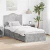  Ágykeret fejtámlával fiókkal Beton Szürke 90 x 200 cm Faanyag