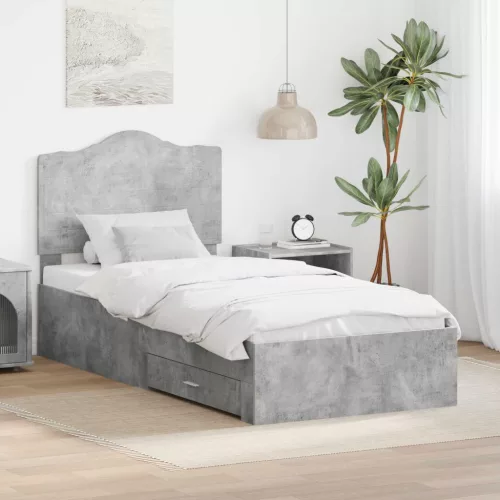  Ágykeret fejtámlával fiókkal Beton Szürke 90 x 200 cm Faanyag