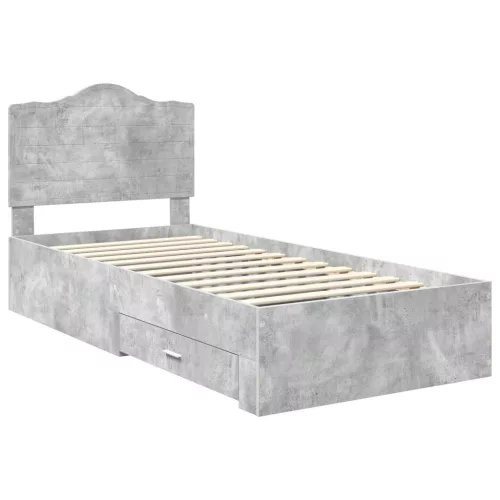  Ágykeret fejtámlával fiókkal Beton Szürke 90 x 200 cm Faanyag