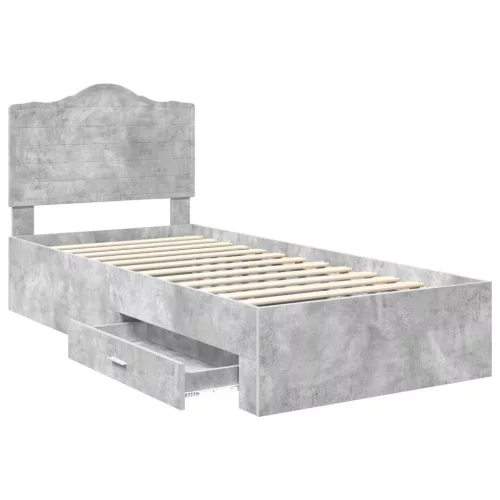  Ágykeret fejtámlával fiókkal Beton Szürke 90 x 200 cm Faanyag