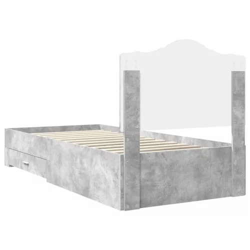  Ágykeret fejtámlával fiókkal Beton Szürke 90 x 200 cm Faanyag