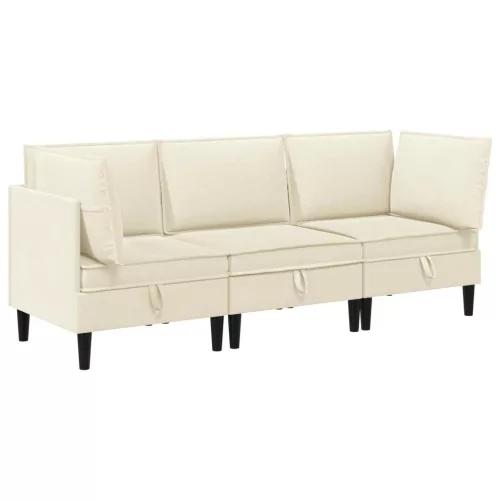  Nappali bútor szett 3 pcs Krémszínű Szövet