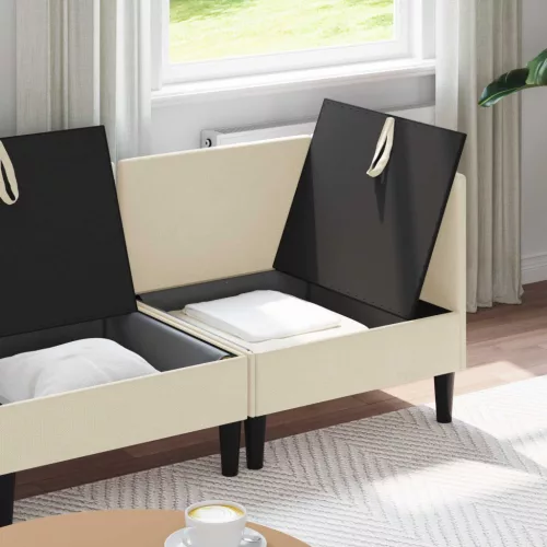  Nappali bútor szett 3 pcs Krémszínű Szövet