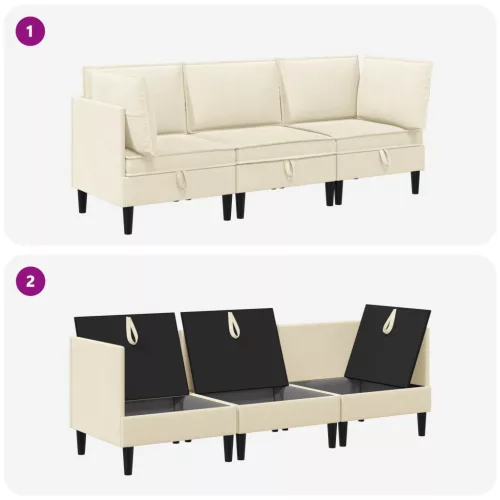  Nappali bútor szett 3 pcs Krémszínű Szövet