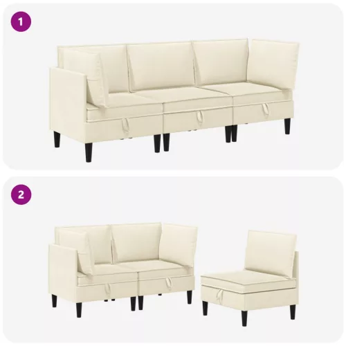  Nappali bútor szett 3 pcs Krémszínű Szövet