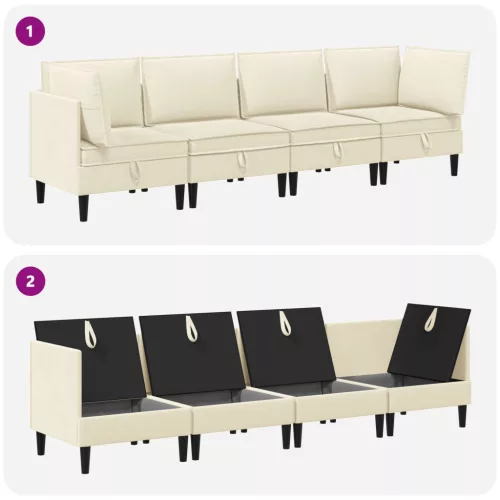  Nappali bútor szett 4 pcs Krémszínű Szövet