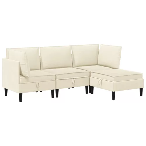  Nappali bútor szett 4 pcs Krémszínű Szövet