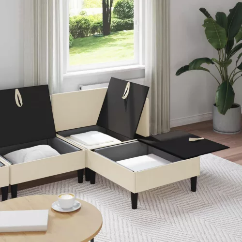  Nappali bútor szett 4 pcs Krémszínű Szövet