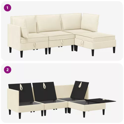  Nappali bútor szett 4 pcs Krémszínű Szövet