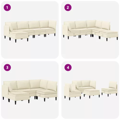  Nappali bútor szett 5 pcs Krémszínű Szövet