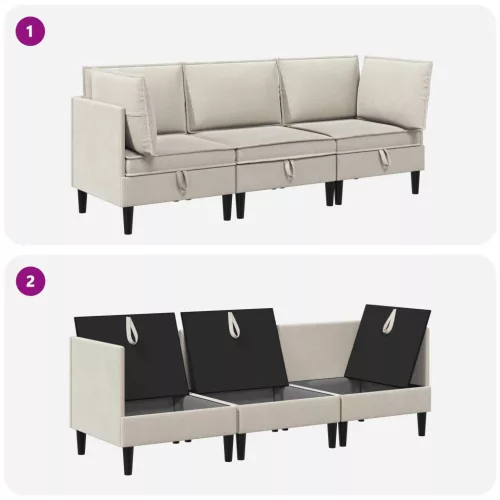  Nappali bútor szett 3 pcs Zabpehely Szövet