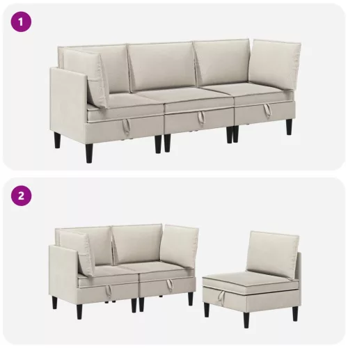  Nappali bútor szett 3 pcs Zabpehely Szövet