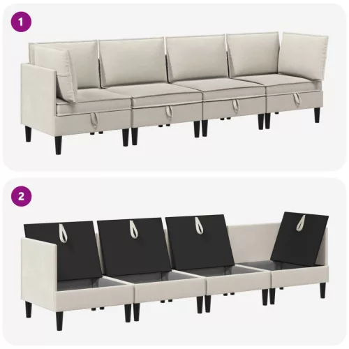  Nappali bútor szett 4 pcs Zabpehely Szövet