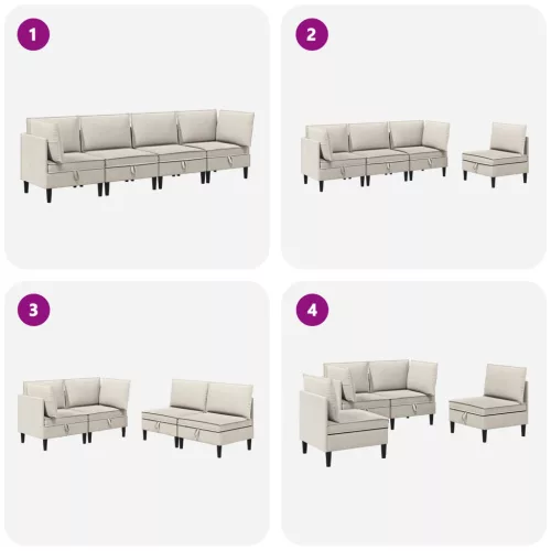  Nappali bútor szett 4 pcs Zabpehely Szövet