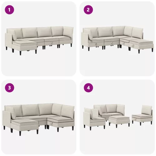  Nappali bútor szett 5 pcs Zabpehely Szövet