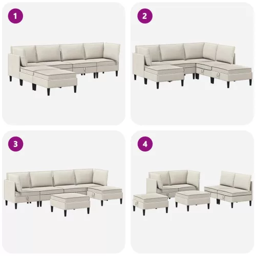  Nappali bútor szett 6 pcs Zabpehely Szövet
