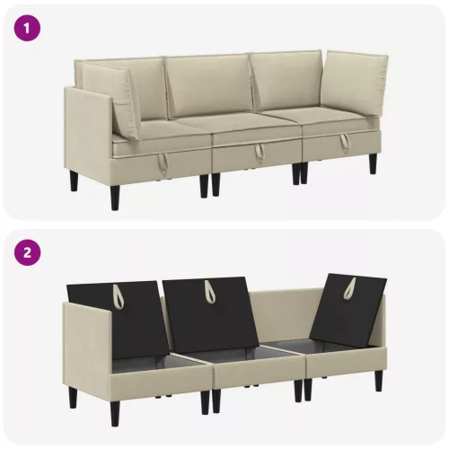  Nappali bútor szett 3 pcs Homokszín Szövet