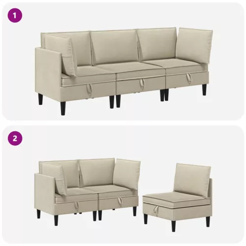  Nappali bútor szett 3 pcs Homokszín Szövet