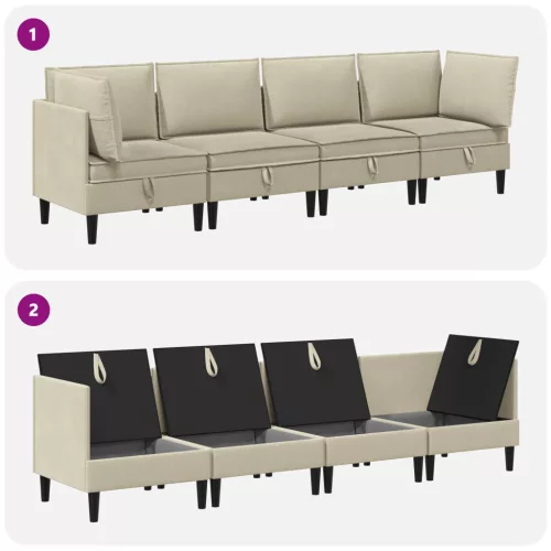  Nappali bútor szett 4 pcs Homokszín Szövet