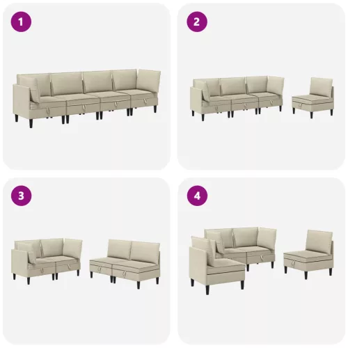  Nappali bútor szett 4 pcs Homokszín Szövet