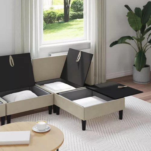  Nappali bútor szett 4 pcs Homokszín Szövet