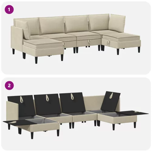  Nappali bútor szett 6 pcs Homokszín Szövet