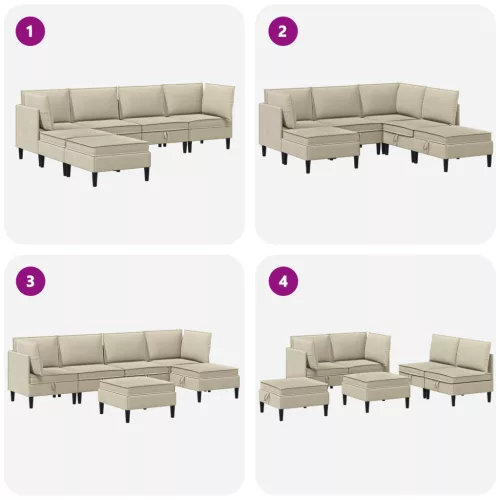  Nappali bútor szett 6 pcs Homokszín Szövet