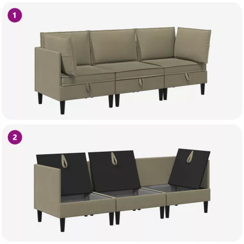  Nappali bútor szett 3 pcs Khaki Szövet