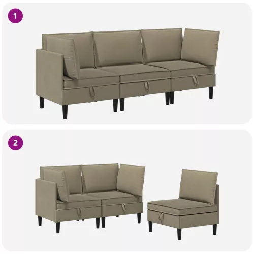  Nappali bútor szett 3 pcs Khaki Szövet
