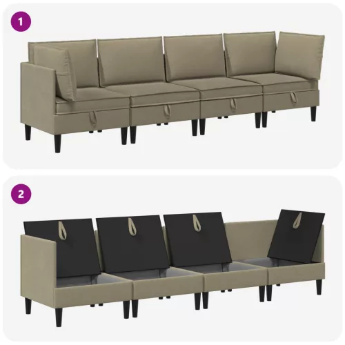  Nappali bútor szett 4 pcs Khaki Szövet