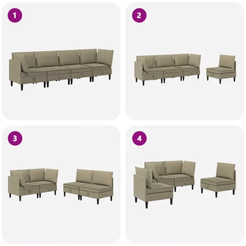  Nappali bútor szett 4 pcs Khaki Szövet