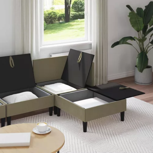  Nappali bútor szett 4 pcs Khaki Szövet
