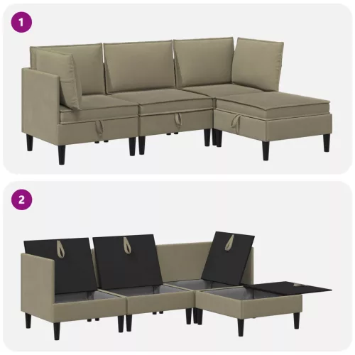  Nappali bútor szett 4 pcs Khaki Szövet