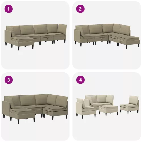  Nappali bútor szett 5 pcs Khaki Szövet