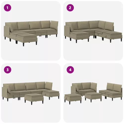  Nappali bútor szett 6 pcs Khaki Szövet