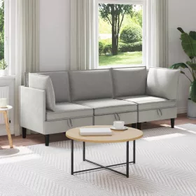  Nappali bútor szett 3 pcs Világosszürke Szövet