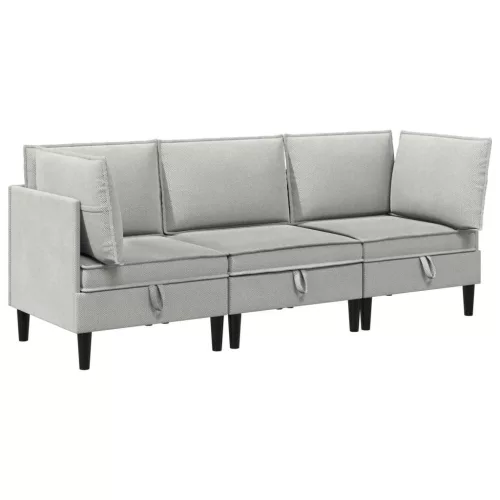  Nappali bútor szett 3 pcs Világosszürke Szövet
