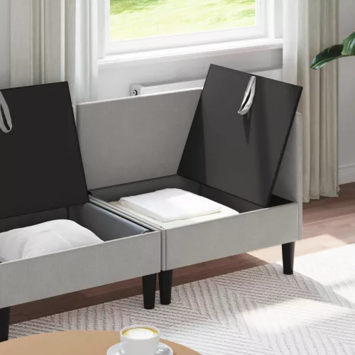  Nappali bútor szett 3 pcs Világosszürke Szövet