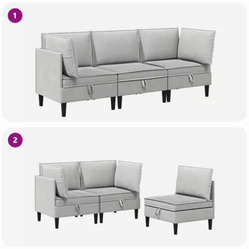  Nappali bútor szett 3 pcs Világosszürke Szövet