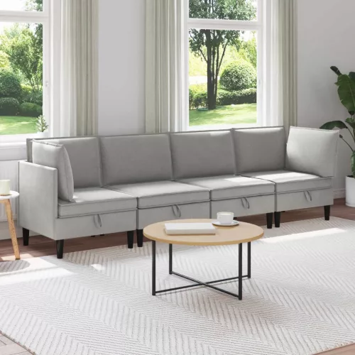  Nappali bútor szett 4 pcs Világosszürke Szövet