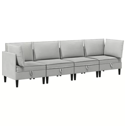  Nappali bútor szett 4 pcs Világosszürke Szövet
