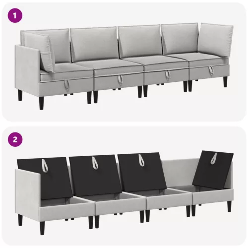  Nappali bútor szett 4 pcs Világosszürke Szövet