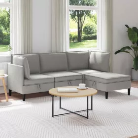  Nappali bútor szett 4 pcs Világosszürke Szövet