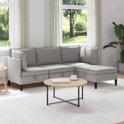  Nappali bútor szett 4 pcs Világosszürke Szövet