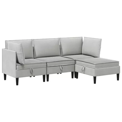  Nappali bútor szett 4 pcs Világosszürke Szövet