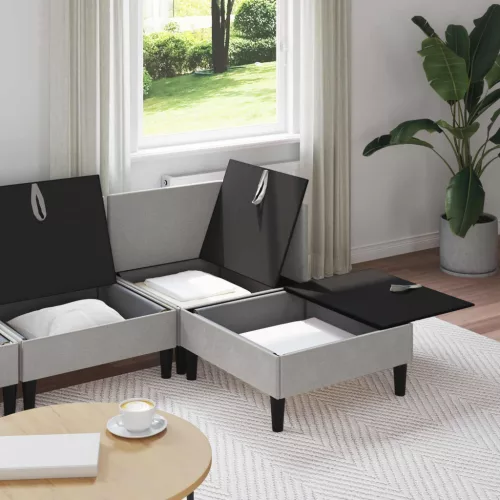  Nappali bútor szett 4 pcs Világosszürke Szövet