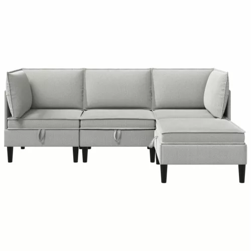  Nappali bútor szett 4 pcs Világosszürke Szövet